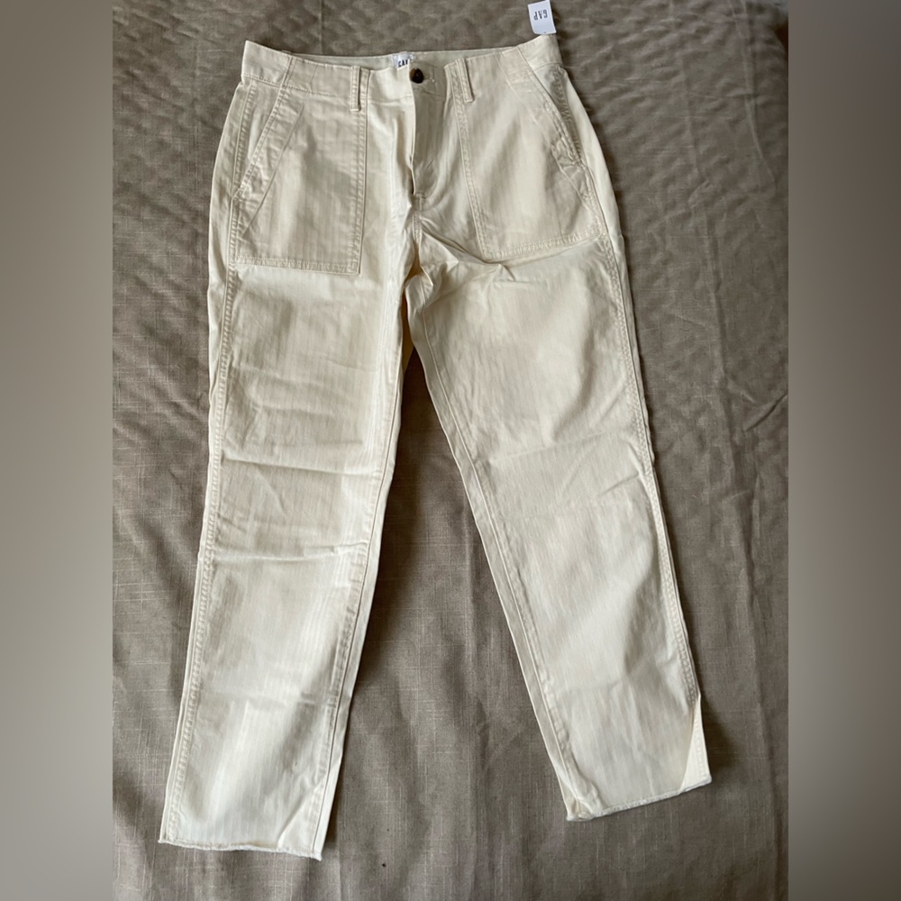 ✨NWT✨ GAP Straight Leg Pants, Monochrome Stripe Ivory